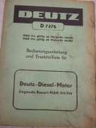 Bedienungsanleitung und Ersatzteilliste Dieselmotor (DEUTZ MAH 914/916)