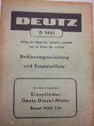 Bedienungsanleitung und Ersatzteilliste (DEUTZ MAH 220)