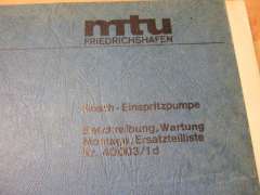 Bosch Einspritzpumpe Wartung und Ersatzteileliste (MTU)