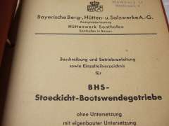 Betriebsanleitung und Einzelteilverzeichnis (BHS-Stoeckicht-Bootswendegetriebe)